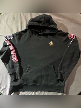 SpongeBob Squarepants Black Crewneck Hoodie with Pink Sleeve Graphics